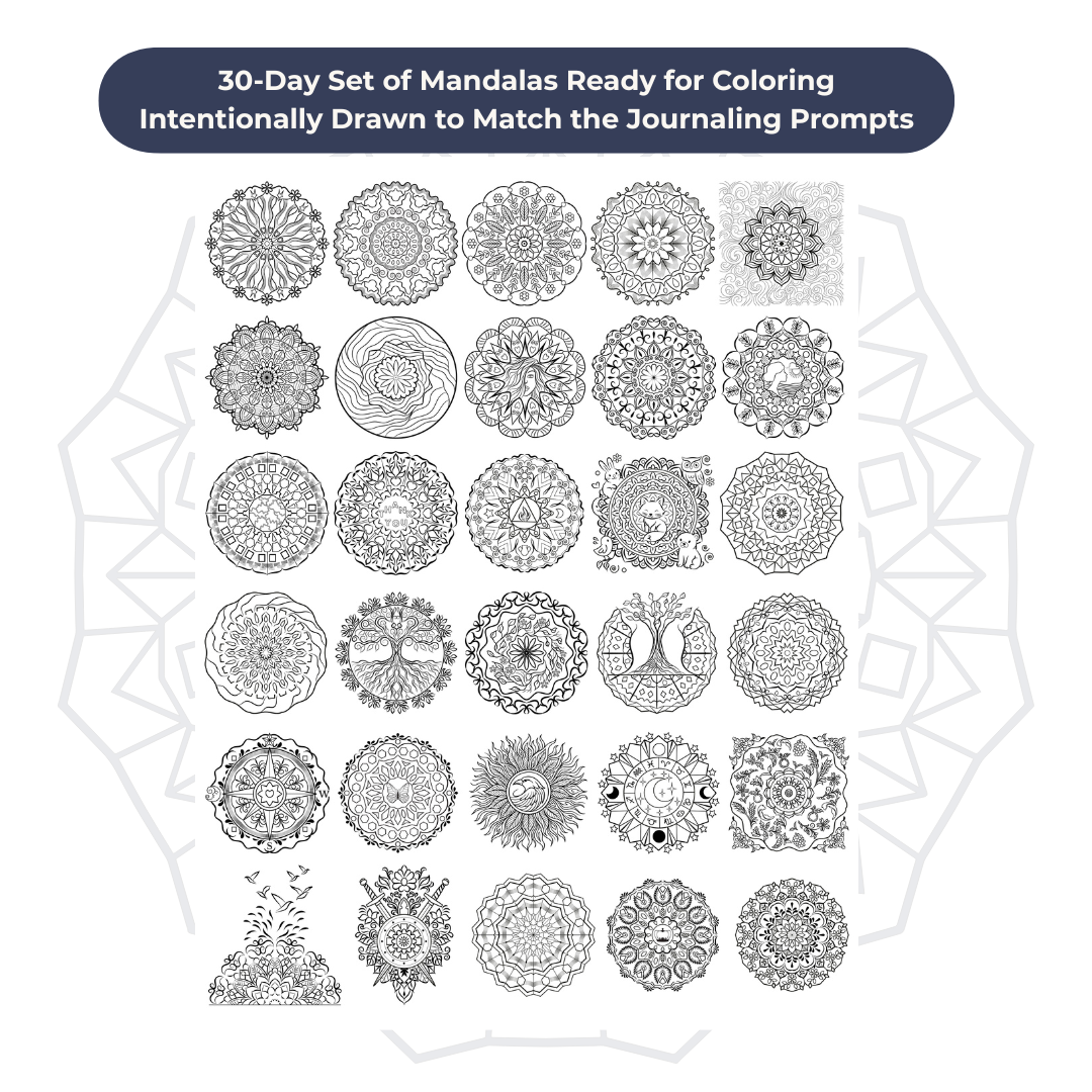 Mandala Reflections: 30-Day Guided Coloring & Mindfulness Journal – A Self-Care Workbook