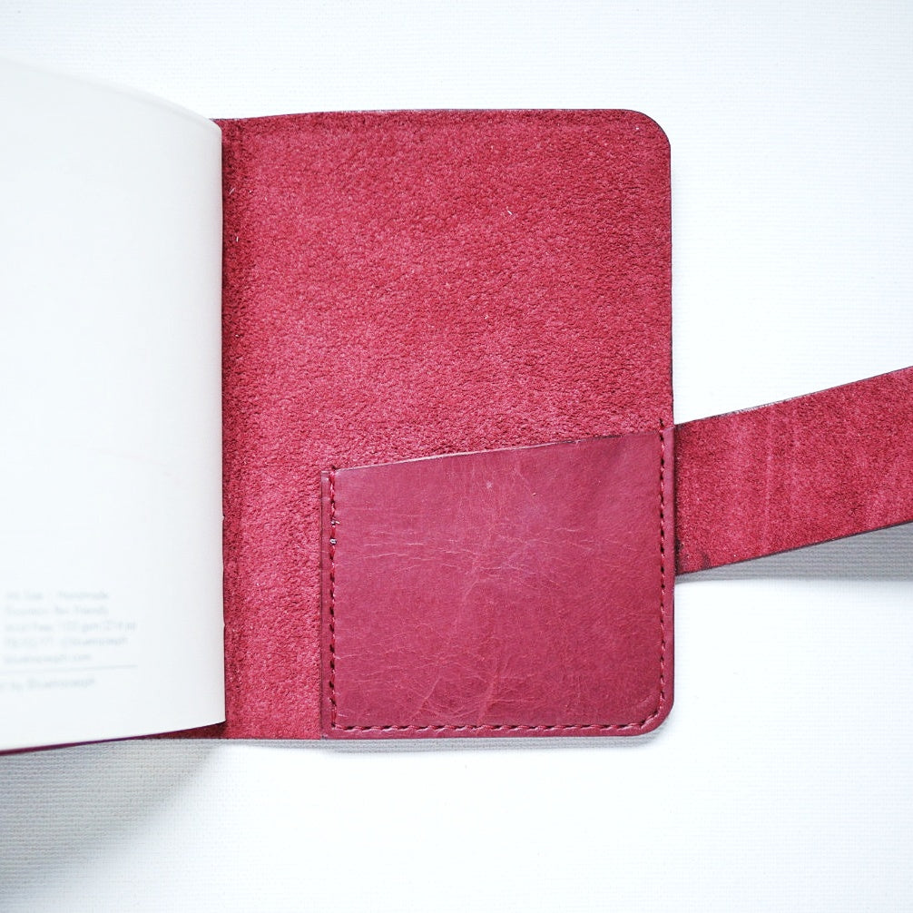 Asymmetria Leather Journal – Handmade Maroon Journal, Fountain Pen Friendly