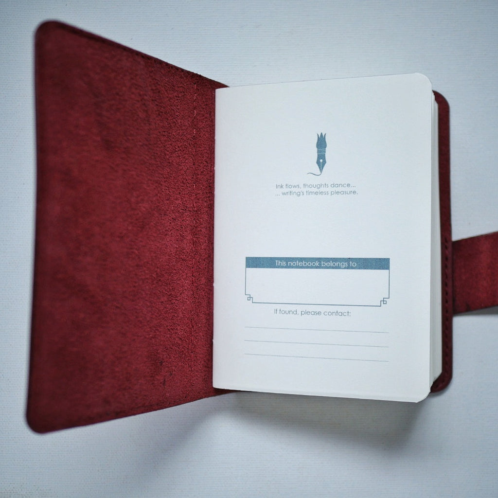 Asymmetria Leather Journal – Handmade Maroon Journal, Fountain Pen Friendly