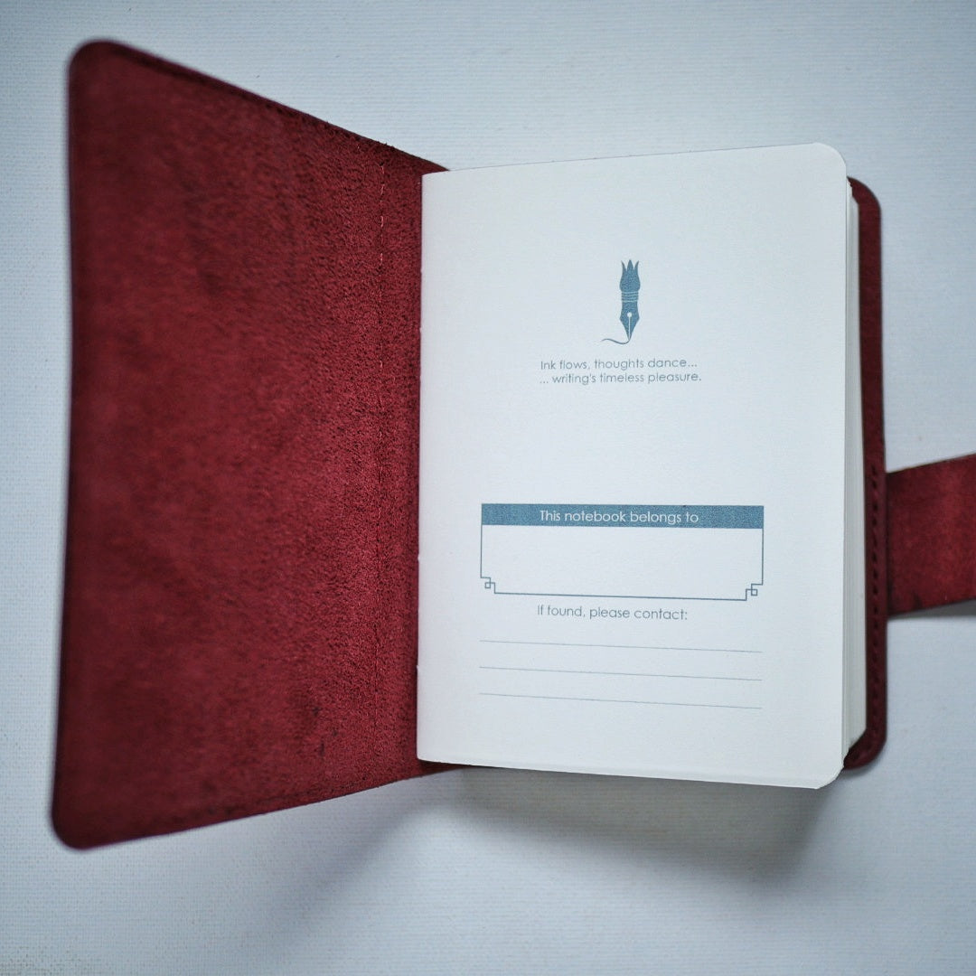 Asymmetria Leather Journal – Handmade Maroon Journal, Fountain Pen Friendly
