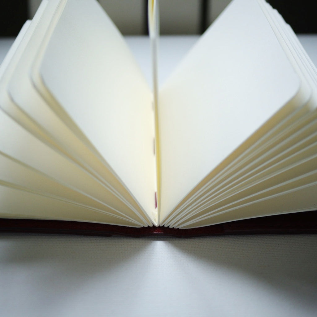 Asymmetria Leather Journal – Handmade Maroon Journal, Fountain Pen Friendly