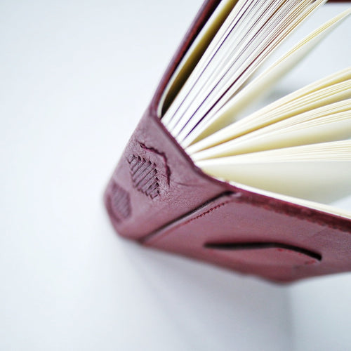 Asymmetria Leather Journal – Handmade Maroon Journal, Fountain Pen Friendly