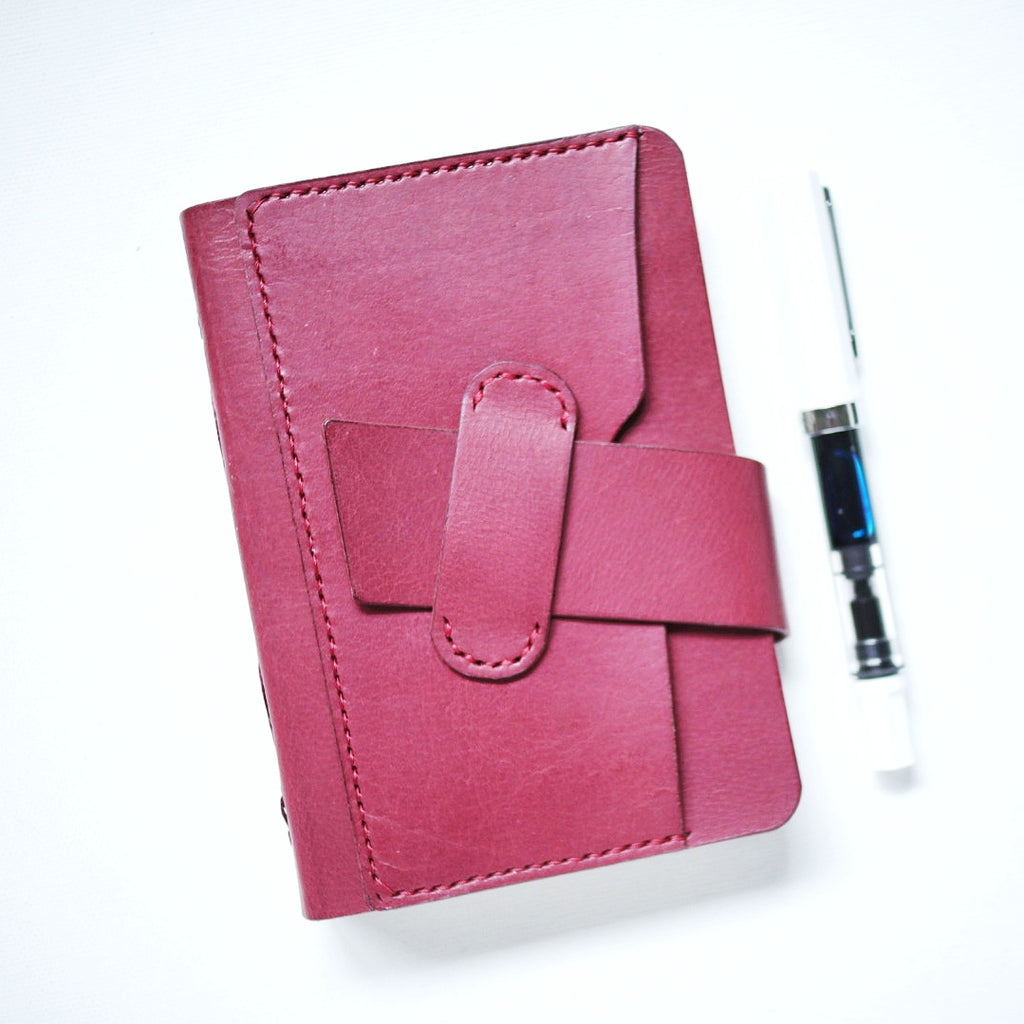 Asymmetria Leather Journal – Handmade Maroon Journal, Fountain Pen Friendly