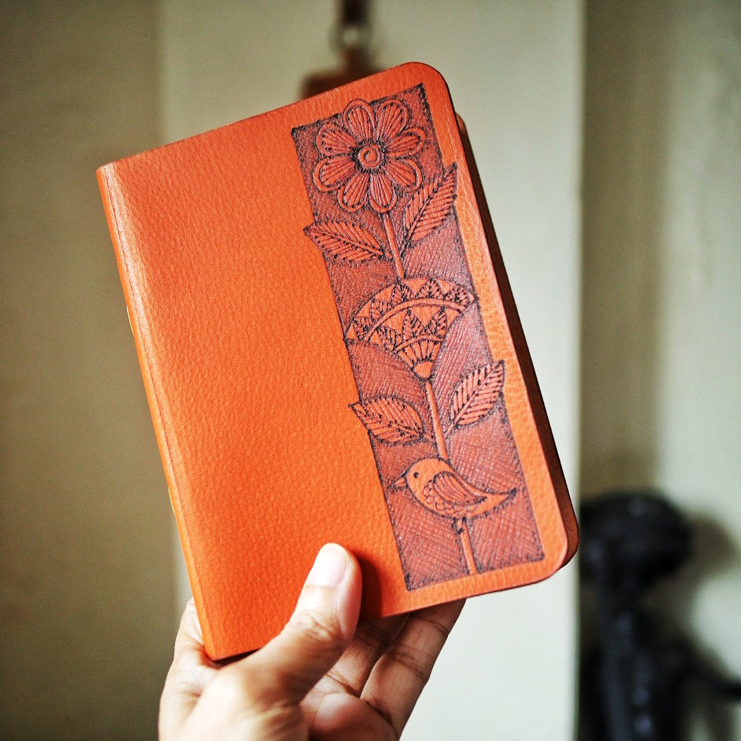Flora Handbound Leather Journal – Handmade, Pyrographed Cover