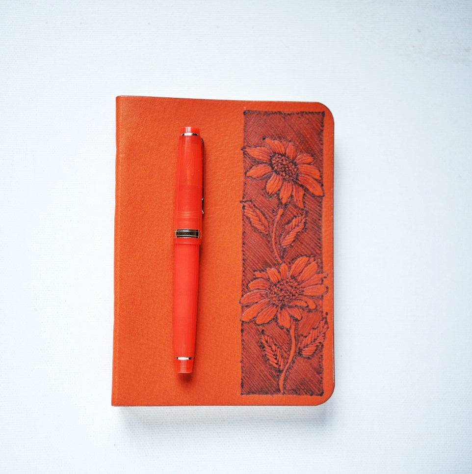 Flora Handbound Leather Journal – Handmade, Pyrographed Cover