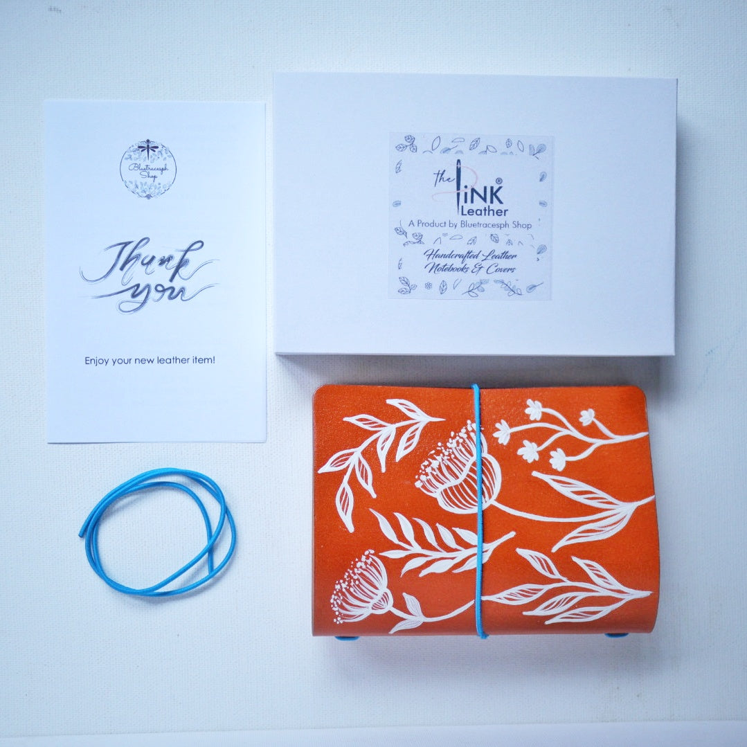 Travelers Notebook Passport Size Leather Cover – Handpainted, Includes Free Insert