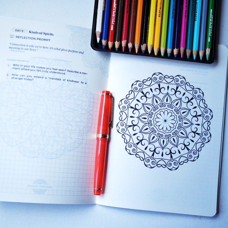 Mandala Reflections: 30-Day Guided Coloring & Mindfulness Journal – A Self-Care Workbook