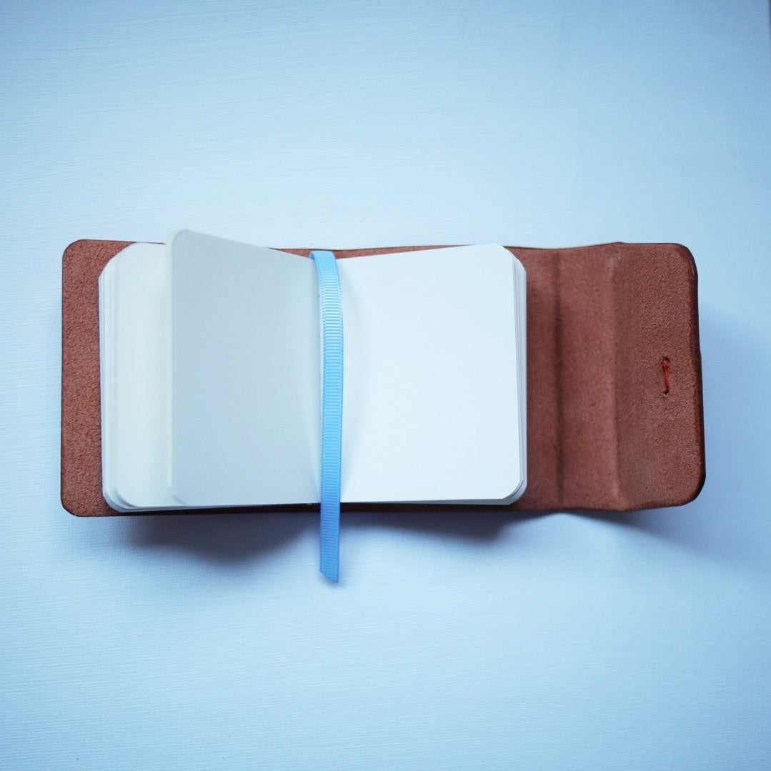 One-of-a-Kind: Handcrafted Buffalo Leather Mini Refillable Journal – Agate Edition
