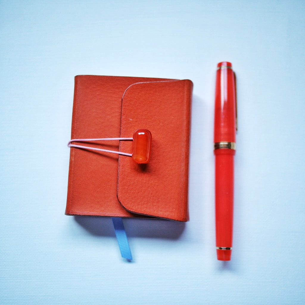 One-of-a-Kind: Handcrafted Buffalo Leather Mini Refillable Journal – Agate Edition