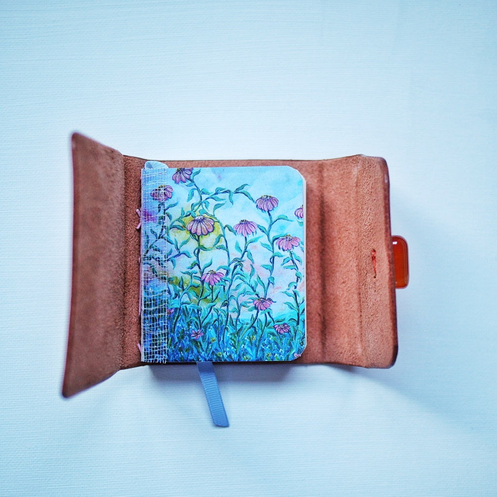 One-of-a-Kind: Handcrafted Buffalo Leather Mini Refillable Journal – Agate Edition