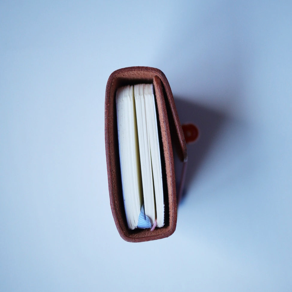 One-of-a-Kind: Handcrafted Buffalo Leather Mini Refillable Journal – Agate Edition