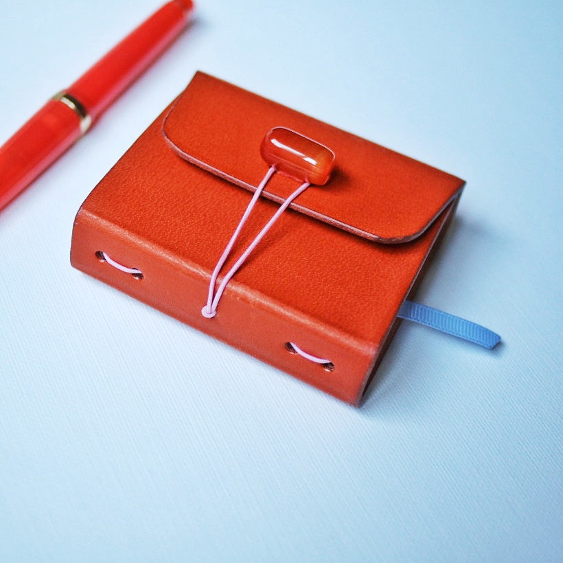 One-of-a-Kind: Handcrafted Buffalo Leather Mini Refillable Journal – Agate Edition